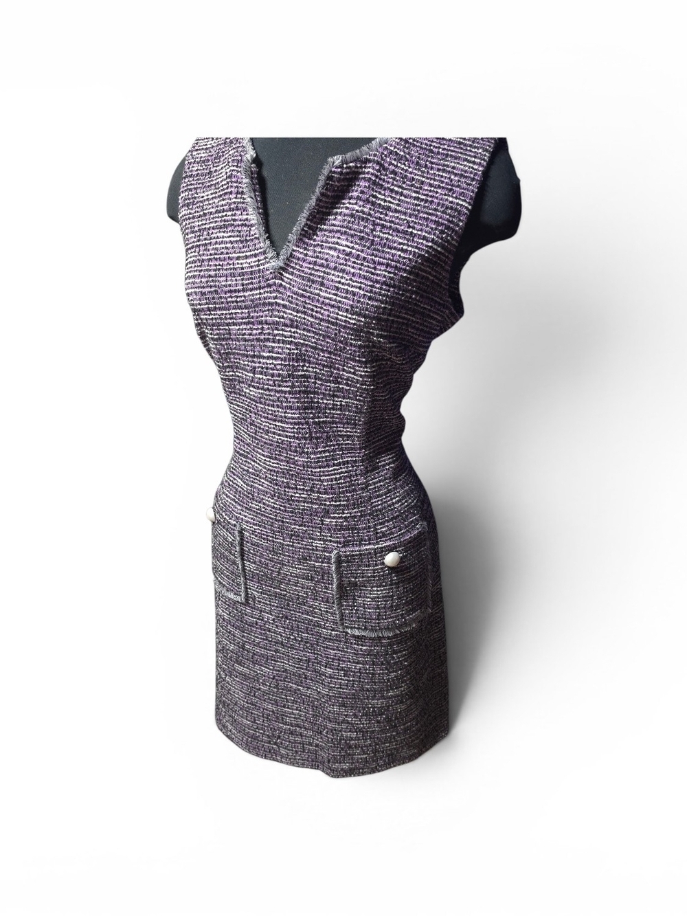 Karl Lagerfeld Lavender Tweed Sheath Dress Size 12 Like New image 2
